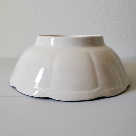 Garantito per Alimenti Vintage Pasta Serving Bowl Green White Hand Painted - Picture 6 of 16